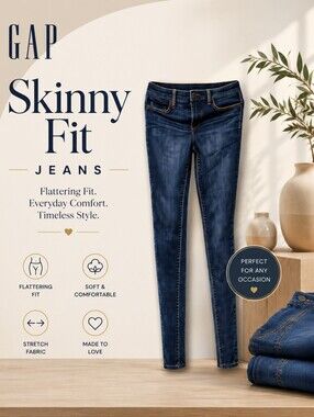 Gap Size 17 Juniors Deep Indigo Skinny Jeans